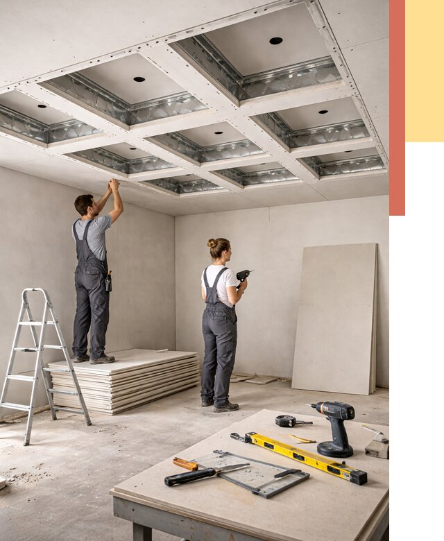 Кессонный потолок из гипсокартона в Горно-Алтайске от 1918 руб. — монтаж и под ключ | ОТДЕЛОЧНИК-Грн