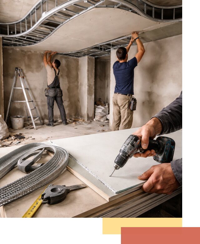 Криволинейный потолок из гипсокартона в Горно-Алтайске — монтаж и отделка