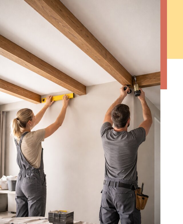 Монтаж декоративных балок на потолок в Горно-Алтайске от 4355 руб. — ОТДЕЛОЧНИК-Грн